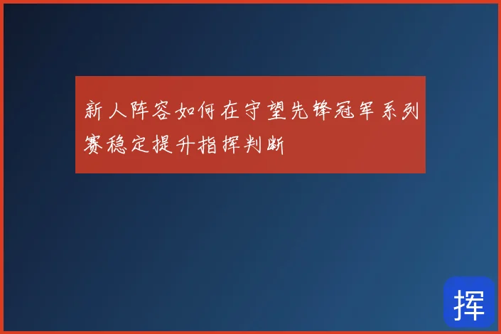 新人阵容如何在守望先锋冠军系列赛稳定提升指挥判断